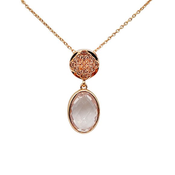 Sterling Silver Rose Quartzes Necklace - Picture 1 of 2